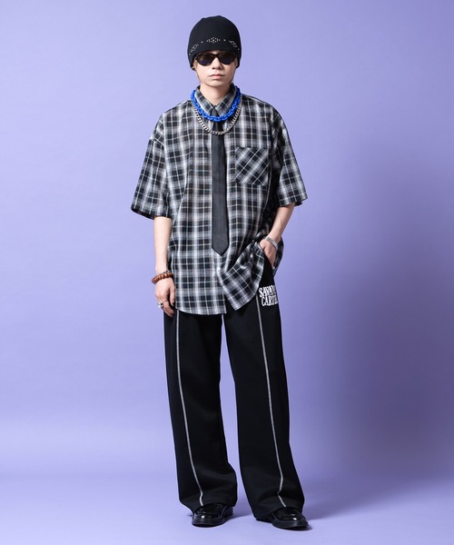 a.p.o.v.(エーピーオービー)の「a.p.o.v. オーバーサイズチェック柄半袖シャツ(シャツ/ブラウス・メンズ・チャコール/ホワイト/ブラック/ブルー・ONESIZE)」の10枚目の写真