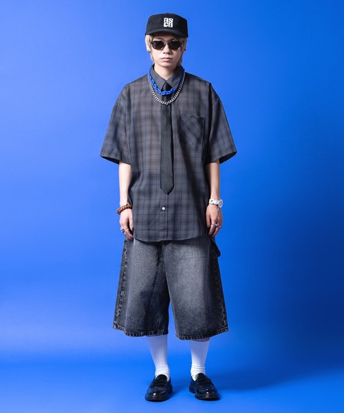 a.p.o.v.(エーピーオービー)の「a.p.o.v. オーバーサイズチェック柄半袖シャツ(シャツ/ブラウス・メンズ・チャコール/ホワイト/ブラック/ブルー・ONESIZE)」の12枚目の写真