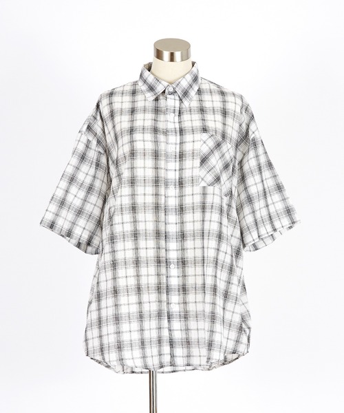 a.p.o.v.(エーピーオービー)の「a.p.o.v. オーバーサイズチェック柄半袖シャツ(シャツ/ブラウス・メンズ・チャコール/ホワイト/ブラック/ブルー・ONESIZE)」の18枚目の写真