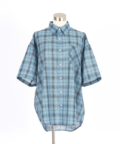 a.p.o.v.(エーピーオービー)の「a.p.o.v. オーバーサイズチェック柄半袖シャツ(シャツ/ブラウス・メンズ・チャコール/ホワイト/ブラック/ブルー・ONESIZE)」の14枚目の写真