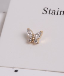 【Peony/ピオニー】ラインストーンバタフライ　ピアス【アレルギー対応】