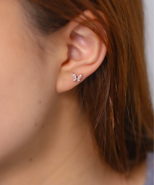 Peony(ピオニー)の「【Peony/ピオニー】ラインストーンバタフライ ピアス【アレルギー対応】(ピアス(両耳用)・レディース・シルバー/ピンクゴールド/ゴールド・FREE)」の12枚目の写真