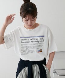 【Enlude】刺繍ニュースペーパーロゴTシャツ《ユニセックス》