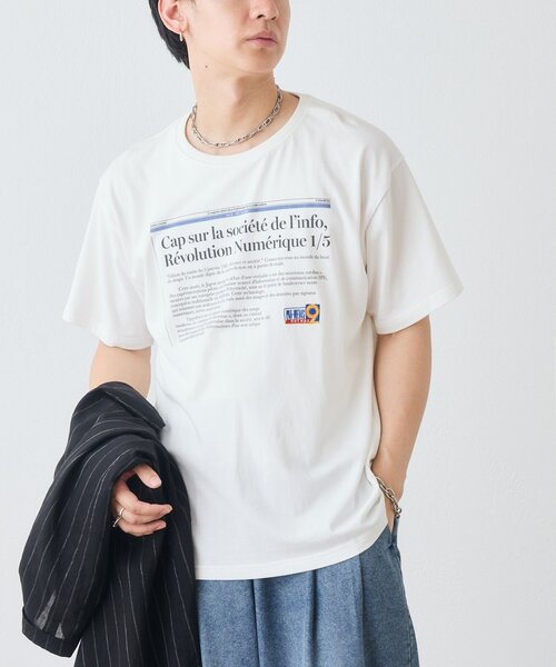 DISCOAT(ディスコート)の「【Enlude】刺繍ニュースペーパーロゴTシャツ《ユニセックス》(Tシャツ/カットソー・レディース・ライトベージュ/チャコールグレー/オフホワイト・FREE)」の9枚目の写真