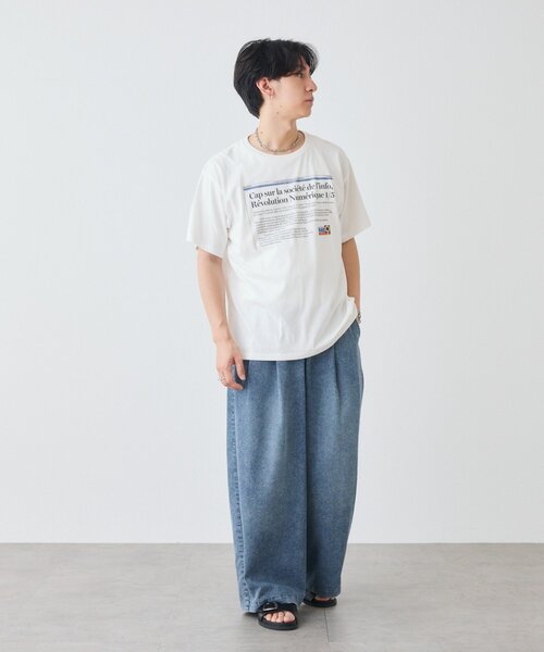 DISCOAT(ディスコート)の「【Enlude】刺繍ニュースペーパーロゴTシャツ《ユニセックス》(Tシャツ/カットソー・レディース・ライトベージュ/チャコールグレー/オフホワイト・FREE)」の10枚目の写真