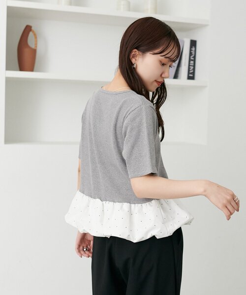DISCOAT(ディスコート)の「リブ裾バルーン5分袖プルオーバー(Tシャツ/カットソー・レディース・ブラック/オフホワイト/ネイビー/ライトグレー/グレー/ブラック系その他・FREE)」の11枚目の写真