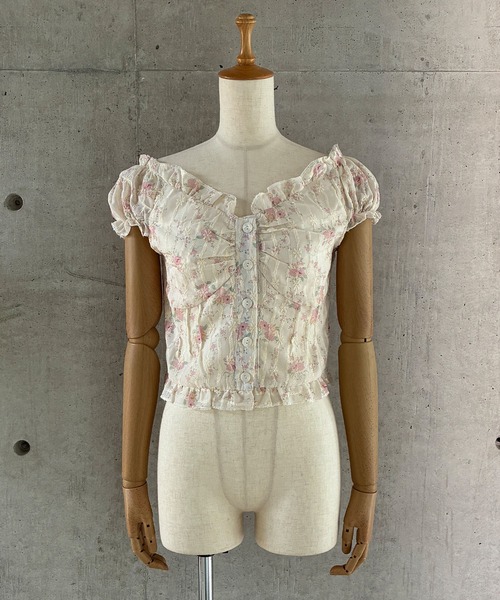 meJane(ミージェーン)の「花柄刺繍 フリル半袖ブラウス(シャツ/ブラウス・レディース・アイボリー・L/M/S)」の7枚目の写真