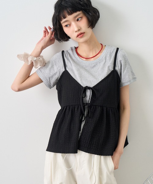 NOGLE(ノグル)の「【NOGLE/ノグル】コンパクトTシャツ(Tシャツ/カットソー・レディース・レッド/ホワイト/ブラック/ブルー/グレー/ネイビー・FREE)」の3枚目の写真