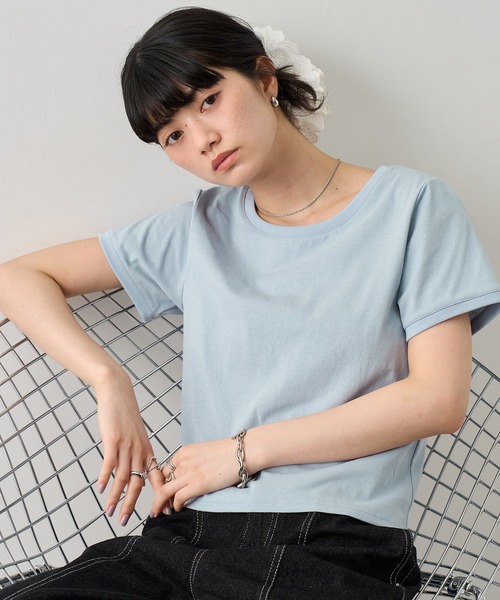 NOGLE(ノグル)の「【NOGLE/ノグル】コンパクトTシャツ(Tシャツ/カットソー・レディース・レッド/ホワイト/ブラック/ブルー/グレー/ネイビー・FREE)」の5枚目の写真