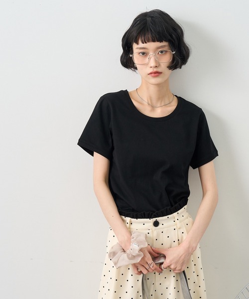 NOGLE(ノグル)の「【NOGLE/ノグル】コンパクトTシャツ(Tシャツ/カットソー・レディース・レッド/ホワイト/ブラック/ブルー/グレー/ネイビー・FREE)」の2枚目の写真
