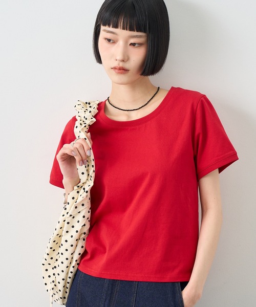 NOGLE(ノグル)の「【NOGLE/ノグル】コンパクトTシャツ(Tシャツ/カットソー・レディース・レッド/ホワイト/ブラック/ブルー/グレー/ネイビー・FREE)」の22枚目の写真