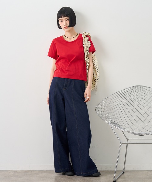 NOGLE(ノグル)の「【NOGLE/ノグル】コンパクトTシャツ(Tシャツ/カットソー・レディース・レッド/ホワイト/ブラック/ブルー/グレー/ネイビー・FREE)」の21枚目の写真