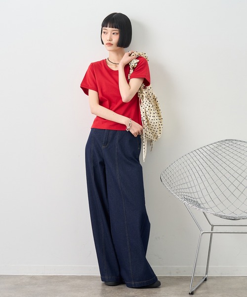 NOGLE(ノグル)の「【NOGLE/ノグル】コンパクトTシャツ(Tシャツ/カットソー・レディース・レッド/ホワイト/ブラック/ブルー/グレー/ネイビー・FREE)」の20枚目の写真