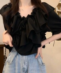 ラッフルフリル 2wayオフショルブラウス
