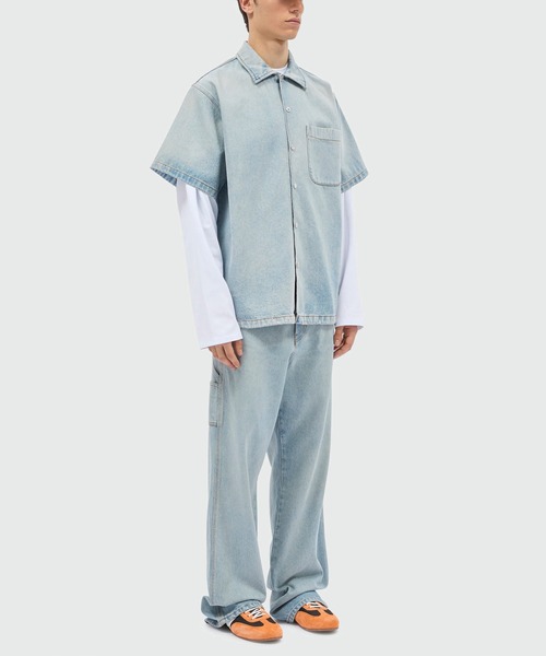 MSGM（エムエスジーエム）の「ライトウォッシュ デニム ショートスリーブシャツ（シャツ/ブラウス・メンズ・ライトブルー・40/38）」の4枚目の写真