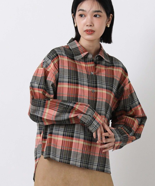 Gready Brilliant(グレディブリリアン)の「カラーチェックショートシャツ(シャツ/ブラウス・レディース・オレンジ系/ブルー系・38)」の2枚目の写真
