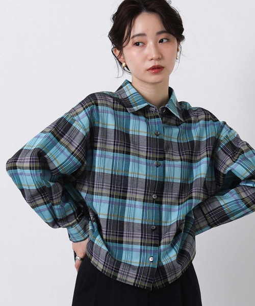 Gready Brilliant(グレディブリリアン)の「カラーチェックショートシャツ(シャツ/ブラウス・レディース・オレンジ系/ブルー系・38)」の7枚目の写真