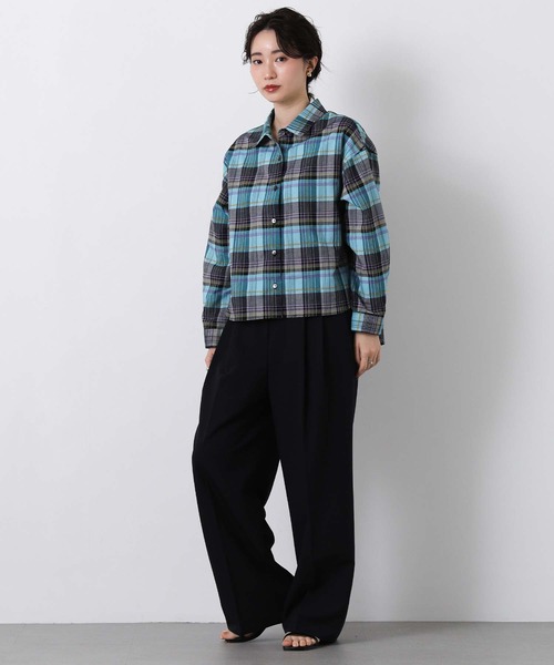 Gready Brilliant(グレディブリリアン)の「カラーチェックショートシャツ(シャツ/ブラウス・レディース・オレンジ系/ブルー系・38)」の3枚目の写真