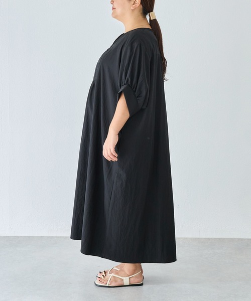 LAVEANGE(ラビアンジェ)の「刺繍カフタンワンピース|涼しく快適な着心地/ロング丈/スキッパーネック/半袖/ポケット付/体型カバー/洗える(ワンピース・レディース・ブラック/ブラウン・M/LL/3L/4L/5L)」の22枚目の写真