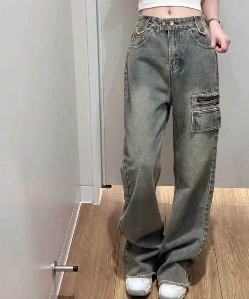 shoppinggo(ショッピングゴー)の「フレアパンツ デニムパンツ レディース デニム ジーンズ ハイウエスト ダメージ加工 おしゃれ スリム 美脚効果(デニムパンツ・レディース・ブルー・M/L)」の14枚目の写真