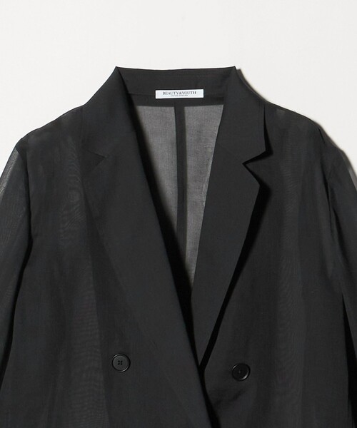 BEAUTY&YOUTH UNITED ARROWS（ビューティーアンドユースユナイテッドアローズ）の「ポリエステル シアー ダブルジャケット ウォッシャブル（テーラードジャケット・レディース・ブラック/ベージュ・XS/S/M）」の7枚目の写真