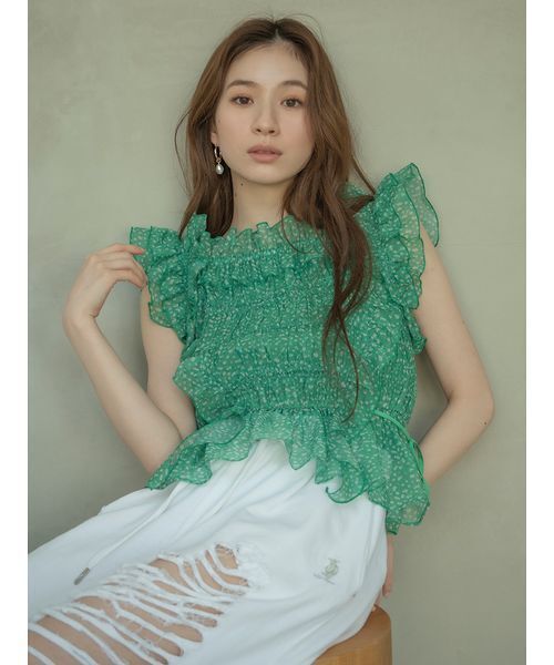 LILY BROWN(リリーブラウン)の「シャーリングレイヤーフリルトップス(Tシャツ/カットソー・レディース・ブラック/その他/ホワイト/ピンク・F)」の4枚目の写真
