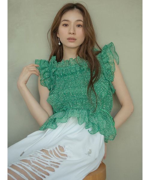 LILY BROWN(リリーブラウン)の「シャーリングレイヤーフリルトップス(Tシャツ/カットソー・レディース・ブラック/その他/ホワイト/ピンク・F)」の5枚目の写真
