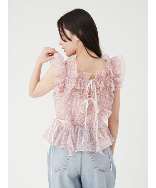 LILY BROWN(リリーブラウン)の「シャーリングレイヤーフリルトップス(Tシャツ/カットソー・レディース・ブラック/その他/ホワイト/ピンク・F)」の7枚目の写真