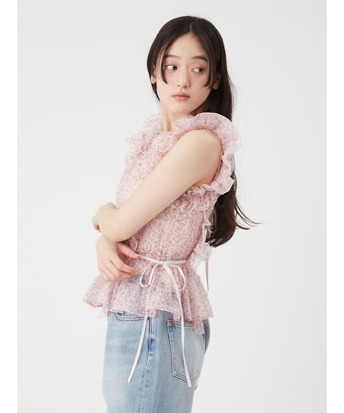 LILY BROWN(リリーブラウン)の「シャーリングレイヤーフリルトップス(Tシャツ/カットソー・レディース・ブラック/その他/ホワイト/ピンク・F)」の8枚目の写真
