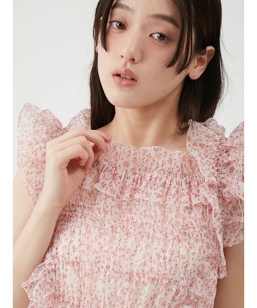 LILY BROWN(リリーブラウン)の「シャーリングレイヤーフリルトップス(Tシャツ/カットソー・レディース・ブラック/その他/ホワイト/ピンク・F)」の9枚目の写真