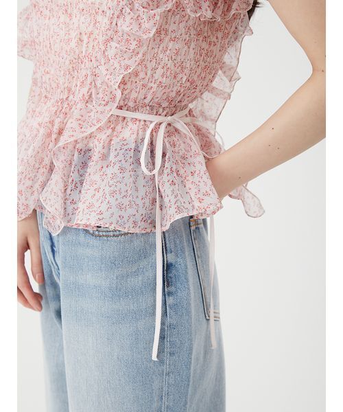 LILY BROWN(リリーブラウン)の「シャーリングレイヤーフリルトップス(Tシャツ/カットソー・レディース・ブラック/その他/ホワイト/ピンク・F)」の11枚目の写真