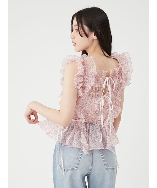 LILY BROWN(リリーブラウン)の「シャーリングレイヤーフリルトップス(Tシャツ/カットソー・レディース・ブラック/その他/ホワイト/ピンク・F)」の13枚目の写真