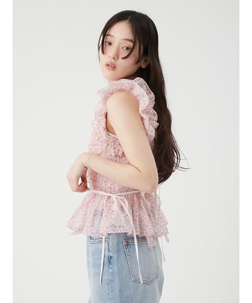 LILY BROWN(リリーブラウン)の「シャーリングレイヤーフリルトップス(Tシャツ/カットソー・レディース・ブラック/その他/ホワイト/ピンク・F)」の14枚目の写真