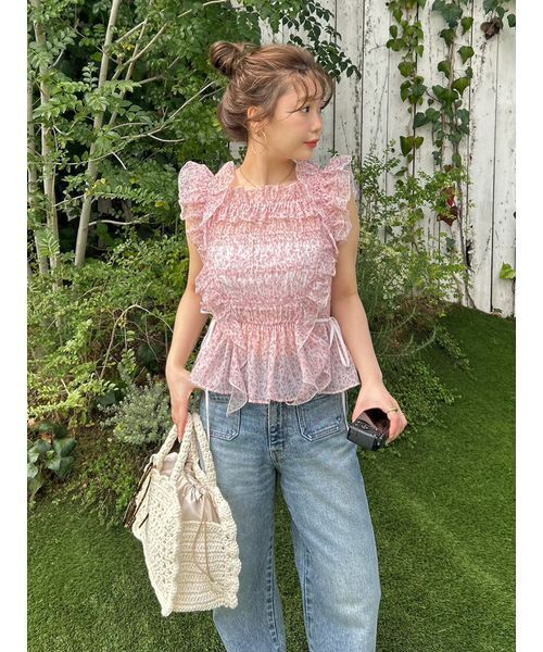 LILY BROWN(リリーブラウン)の「シャーリングレイヤーフリルトップス(Tシャツ/カットソー・レディース・ブラック/その他/ホワイト/ピンク・F)」の17枚目の写真