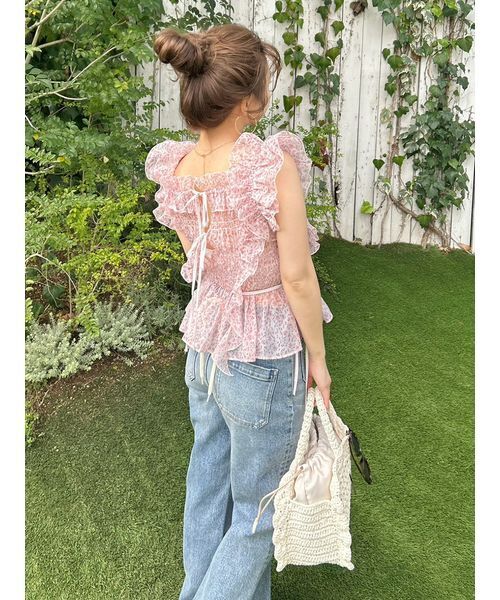 LILY BROWN(リリーブラウン)の「シャーリングレイヤーフリルトップス(Tシャツ/カットソー・レディース・ブラック/その他/ホワイト/ピンク・F)」の20枚目の写真