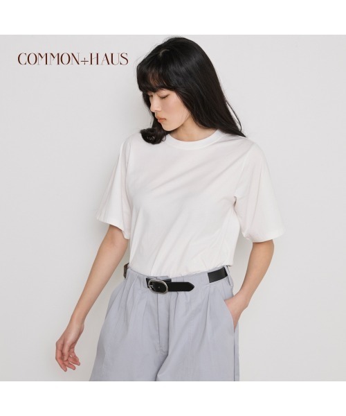 COMMON+HAUS(コモンハウス)の「コットンクロップドTシャツ(Tシャツ/カットソー・レディース・ホワイト/ブラウン・FREE)」の3枚目の写真