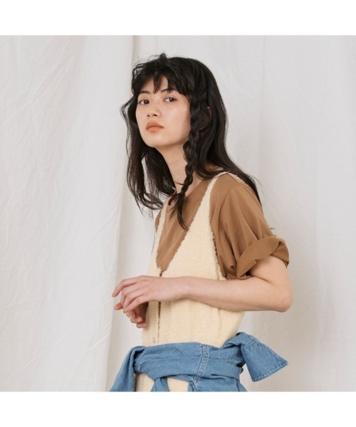 COMMON+HAUS(コモンハウス)の「コットンクロップドTシャツ(Tシャツ/カットソー・レディース・ホワイト/ブラウン・FREE)」の14枚目の写真