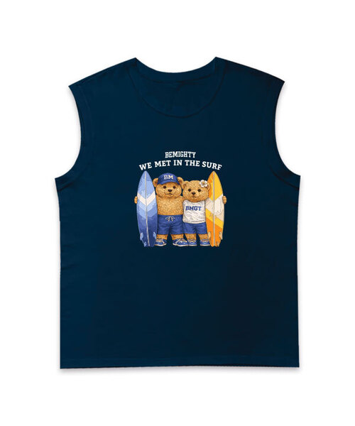 BEMIGHTY（ビーマイティー）の「カップルベアサーフオーバーサイズスリーブレスTシャツ（Tシャツ/カットソー・メンズ・ネイビー/ホワイト/ブラック・LARGE/X-LARGE/XX-LARGE）」の3枚目の写真