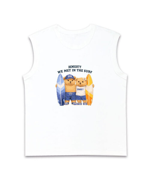 BEMIGHTY（ビーマイティー）の「カップルベアサーフオーバーサイズスリーブレスTシャツ（Tシャツ/カットソー・メンズ・ネイビー/ホワイト/ブラック・LARGE/X-LARGE/XX-LARGE）」の2枚目の写真
