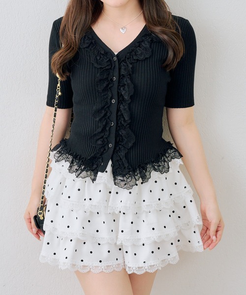 Another Branch olive des olive（アナザーブランチオリーブデオリーブ）の「レース付カーディガン（カーディガン/ボレロ・レディース・アイボリー/ブラック/グレー・FREE）」の2枚目の写真