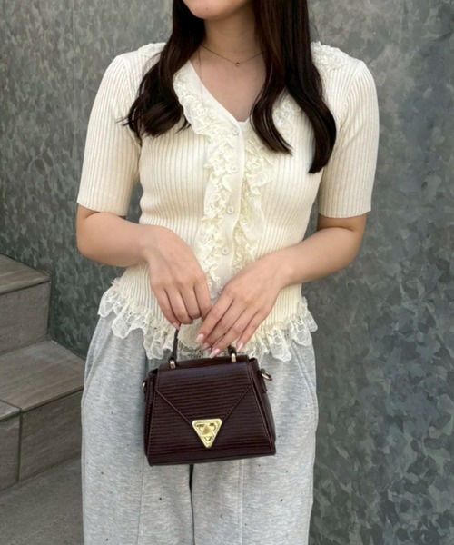 Another Branch olive des olive（アナザーブランチオリーブデオリーブ）の「レース付カーディガン（カーディガン/ボレロ・レディース・アイボリー/ブラック/グレー・FREE）」の4枚目の写真