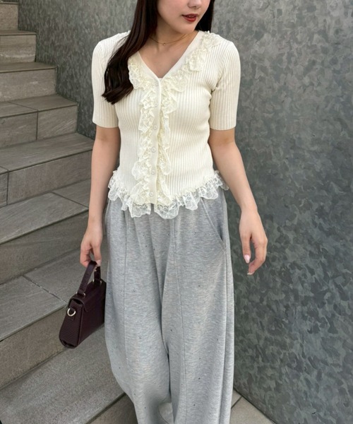 Another Branch olive des olive（アナザーブランチオリーブデオリーブ）の「レース付カーディガン（カーディガン/ボレロ・レディース・アイボリー/ブラック/グレー・FREE）」の6枚目の写真