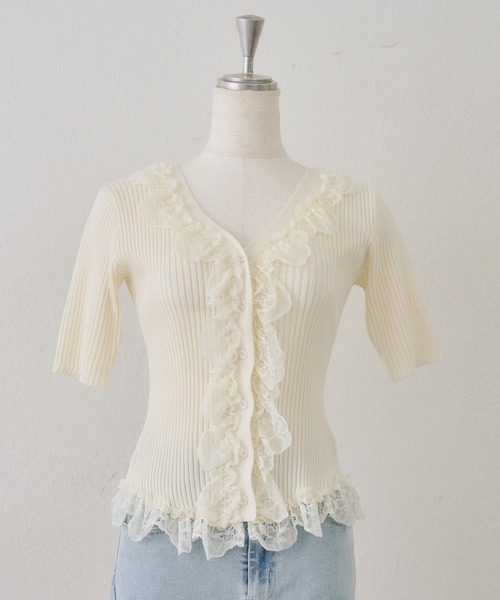 Another Branch olive des olive（アナザーブランチオリーブデオリーブ）の「レース付カーディガン（カーディガン/ボレロ・レディース・アイボリー/ブラック/グレー・FREE）」の16枚目の写真