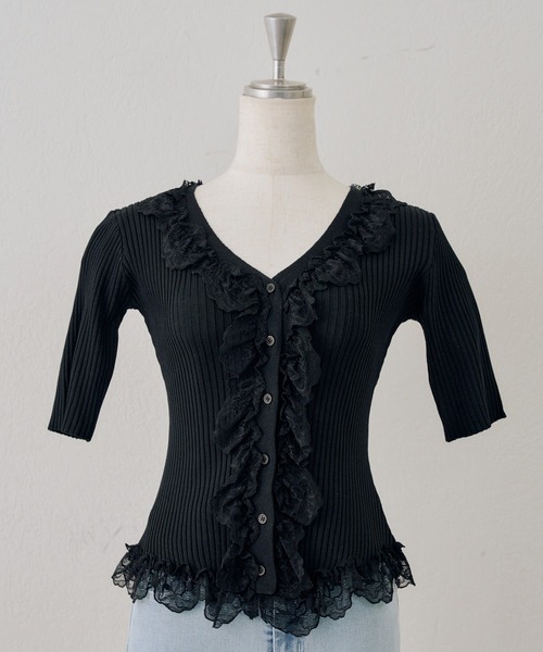 Another Branch olive des olive（アナザーブランチオリーブデオリーブ）の「レース付カーディガン（カーディガン/ボレロ・レディース・アイボリー/ブラック/グレー・FREE）」の14枚目の写真