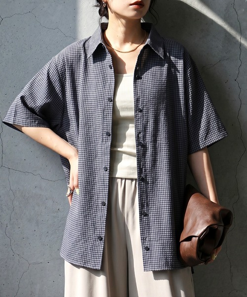antiqua(アンティカ)の「チェック柄 シャツ(シャツ/ブラウス・レディース・レッド系その他/グレー系その他・P/R)」の4枚目の写真