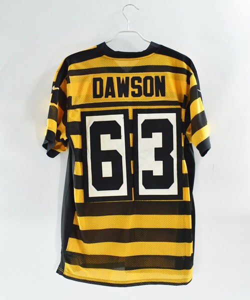 NFL 全刺繍 半袖 アメフトゲームシャツ イエロー L 5159 USED】NIKE “NFL Pittsburgh Steelers #63” ゲームシャツ（Tシャツ