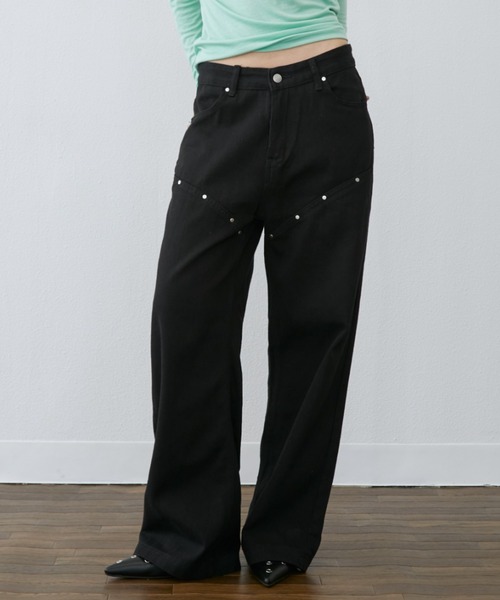 Rohwel(ローウェル)の「Studded Line Straight Denim Pants / スタッズラインストレートデニムパンツ(デニムパンツ・レディース・ホワイト/ブラック・MEDIUM/SMALL)」の20枚目の写真