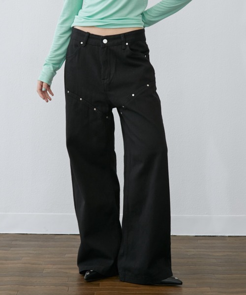 Rohwel(ローウェル)の「Studded Line Straight Denim Pants / スタッズラインストレートデニムパンツ(デニムパンツ・レディース・ホワイト/ブラック・MEDIUM/SMALL)」の19枚目の写真