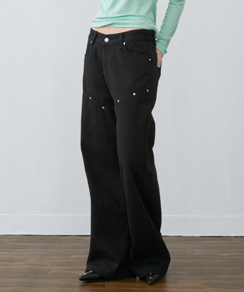 Rohwel(ローウェル)の「Studded Line Straight Denim Pants / スタッズラインストレートデニムパンツ(デニムパンツ・レディース・ホワイト/ブラック・MEDIUM/SMALL)」の22枚目の写真