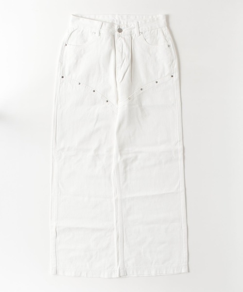 Rohwel(ローウェル)の「Studded Line Straight Denim Pants / スタッズラインストレートデニムパンツ(デニムパンツ・レディース・ホワイト/ブラック・MEDIUM/SMALL)」の9枚目の写真